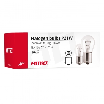 Żarówki halogenowe P21W BA15s 24V 10 szt. (E8) AMIO-01006