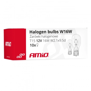 Żarówki halogenowe W16W T15 16W W2.1x9.5d 12V 10 szt. (E4) AMIO-02549