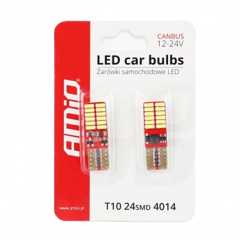 Żarówki LED CANBUS 24SMD 4014 T10e W5W White 12V 24V AMIO-01287