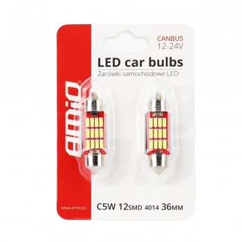 Żarówki LED CANBUS 4014 12SMD Festoon C5W C10W C3W 36mm White 12V 24V AMIO-01289