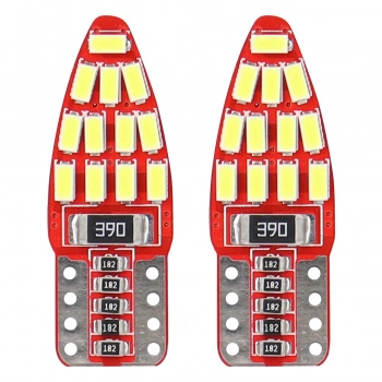Żarówki LED CANBUS 24SMD 3014 T10e W5W boczne White 12V AMIO-01285
