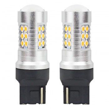 Żarówki LED CANBUS 3030 24SMD T20 WY21W Pomarańczowa Amber 12V 24V AMIO-02393