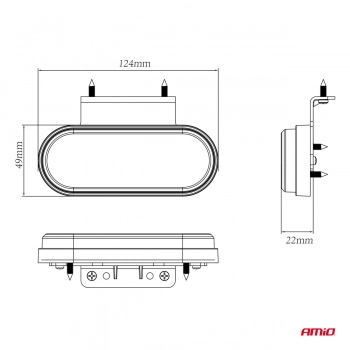 Lampa obrysowa LED OM-01-O owalna pomarańczowa AMIO-02374