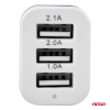 Ładowarka samochodowa 3x USB biała PCH-03 AMIO-01027