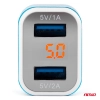 Ładowarka samochodowa 2x USB + woltomierz TEST-04 AMIO-01028