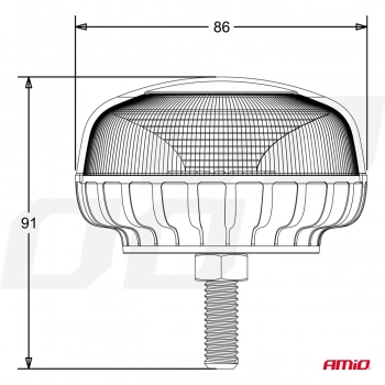 Lampa ostrzegawcza błyskowa mini kogut 18 LED śruba R65 R10 12V 24V W21sb AMIO-02923