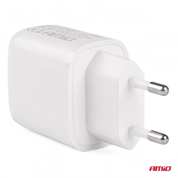 Ładowarka sieciowa PRO-09 USB + USB-C 20W Quick Charge 230V AMIO-02935