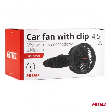 Wiatrak samochodowy wentylator z klipsem 12V AMIO-03005