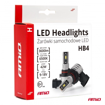 Żarówki samochodowe LED seria H-mini HB4 9006 6500K Canbus AMIO-03335