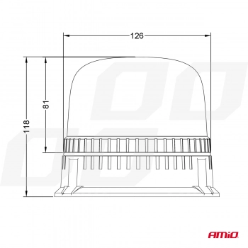 Lampa ostrzegawcza błyskowa kogut 24 LED W25B 12V 24V AMIO-03341