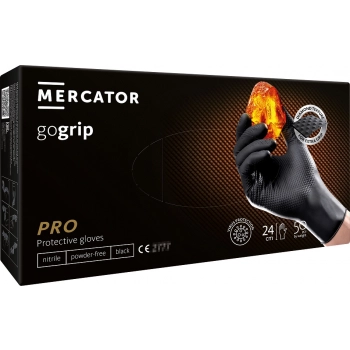 Rękawice nitrylowe czarne Mercator GoGrip Black 50 sztuk rozmiar XL