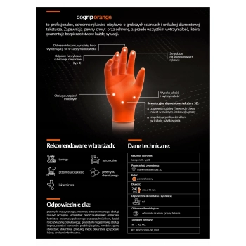 Rękawice nitrylowe Mercator GoGrip Orange 50 sztuk rozmiar M