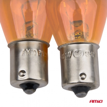 Żarówki halogenowe PY21W BAU15S 12V POMARAŃCZOWE 2szt. blister AMIO-03352