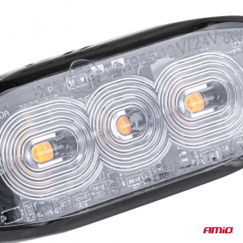 Lampa błyskowa ostrzegawcza płaska 3 LED R65 R10 12-24V AMIO-02297