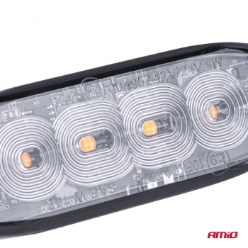 Lampa błyskowa ostrzegawcza płaska 4 LED R65 R10 12-24V AMIO-02298