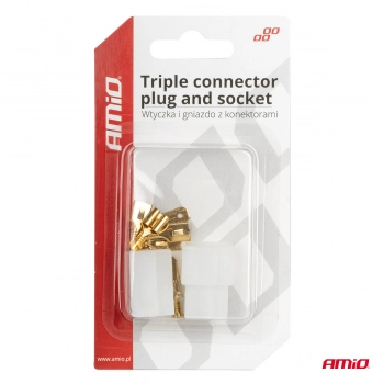 Wtyczka gniazdo kostka złącze elektryczne 3 PIN + konektory AMIO-03513