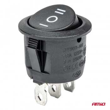 Włącznik przełącznik czarny okrągły 12V 230V BU03 AMIO-3614