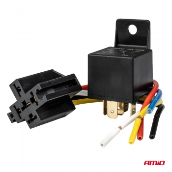 Przekaźnik samochodowy wiązka gniazdo 5 PIN 12V 40A AMIO-03510