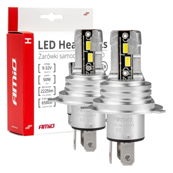 Żarówki samochodowe LED seria H-mini H4/H19 6500K Canbus AMIO-03331
