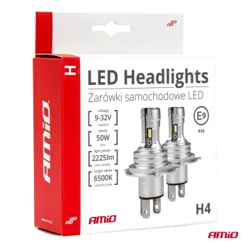 Żarówki samochodowe LED seria H-mini H4/H19 6500K Canbus AMIO-03331