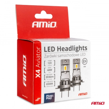 Żarówki samochodowe LED seria X4 Aviator H8 H9 H11 H16 6500K Canbus AMIO-03765