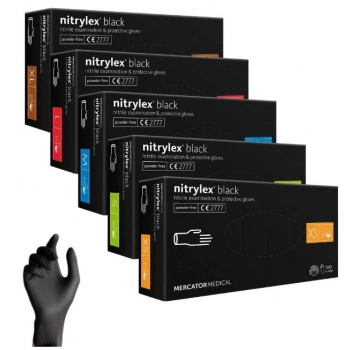 Rękawice nitrylowe czarne Mercator Nitrylex Black rozmiar S 100 szt.