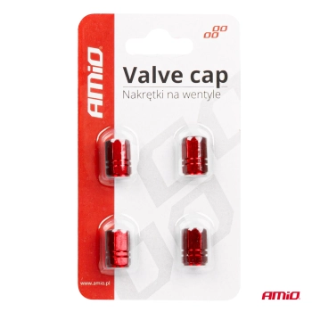 Aluminiowe nakrętki na wentyle kapturki czerwone 4 szt AMIO-02238