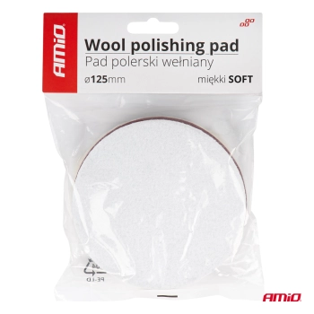 Pad polerski wełniany futro polerskie soft miękki na rzep 125 mm AMiO-03704