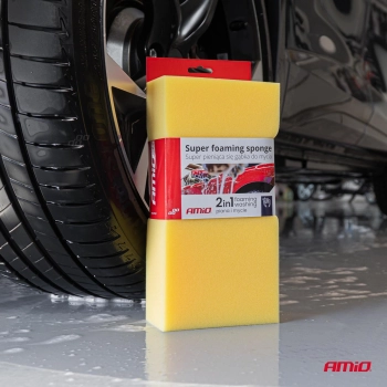 Gąbka do mycia auta samochodu miękka super piana AMIO-03842