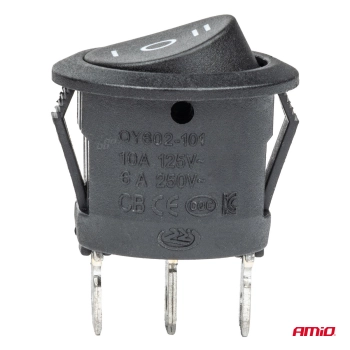 Włącznik czarny okrągły 12/230V BU03 AMIO-02463