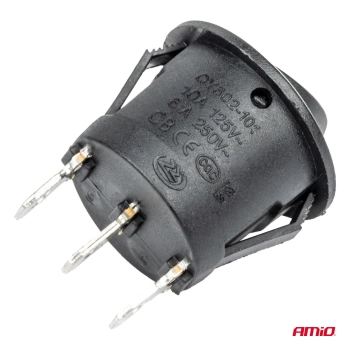 Włącznik czarny okrągły 12/230V BU03 AMIO-02463