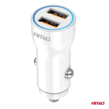 Ładowarka samochodowa 2x USB-A AMIO-03879