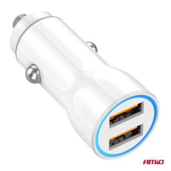 Ładowarka samochodowa 2x USB-A AMIO-03879