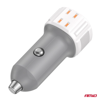 Ładowarka samochodowa USB-A+ USB-C 20W AMIO-03882