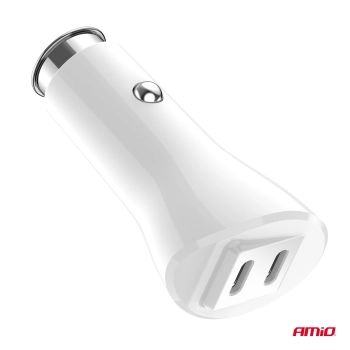 Ładowarka samochodowa 2x USB-C 40W AMIO-03884