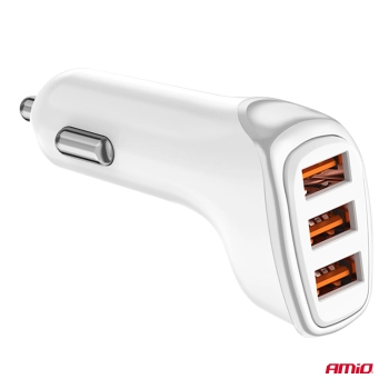 Ładowarka samochodowa 3x USB-A 3.1A AMIO-03885