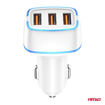 Ładowarka samochodowa 3x USB-A 30W AMIO-03889