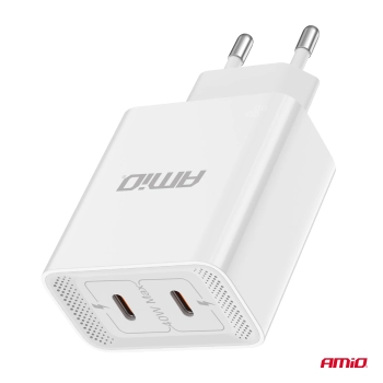 Ładowarka sieciowa 230V 2x USB-C 40W AMIO-03892