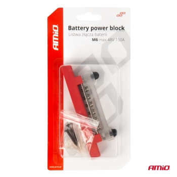 Blok rozdzielczy masy plusa bus bar M6 12V - 48V 150A AMIO-03810