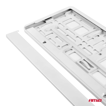 Ramka tablicy rejestracyjnej metalizowana biała AMIO-03180