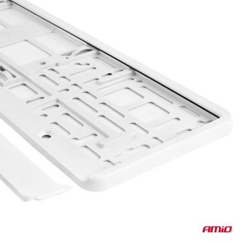 Ramka tablicy rejestracyjnej metalizowana biała AMIO-03180