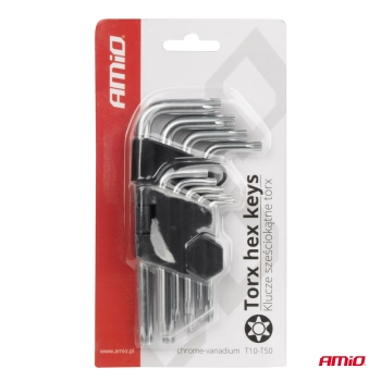 Klucze TORX krótkie 125 mm 9 szt. TKS AMIO-01040