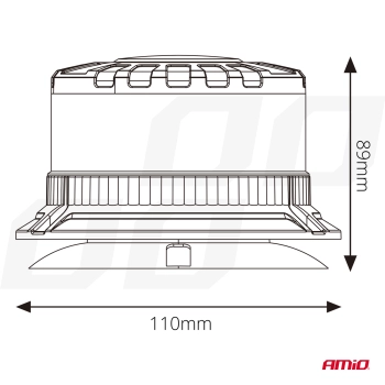 Lampa ostrzegawcza błyskowa kogut LED W28M 12V 24V AMIO-04105
