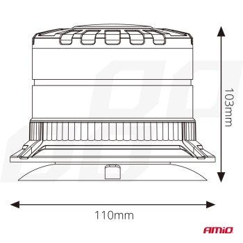 Lampa ostrzegawcza błyskowa kogut LED W29M 12V 24V AMIO-04110