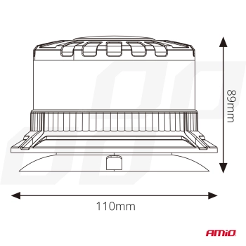 Lampa ostrzegawcza błyskowa kogut LED W28M 12V 24V AMIO-04108