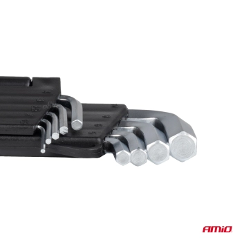Klucze IMBUS zestaw kluczy imbusowych krótkie 125 mm 9 szt. AMIO-01041
