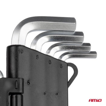 Klucze IMBUS zestaw kluczy imbusowych krótkie 125 mm 9 szt. AMIO-01041