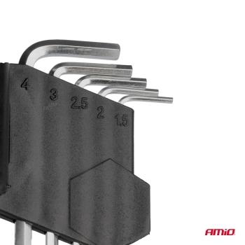 Klucze IMBUS zestaw kluczy imbusowych krótkie 125 mm 9 szt. AMIO-01041
