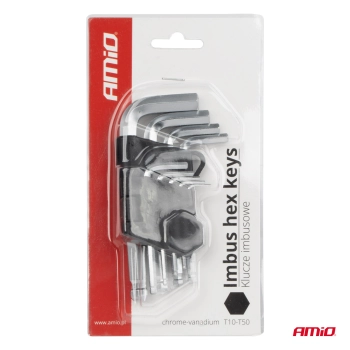 Klucze IMBUS zestaw kluczy imbusowych krótkie 125 mm 9 szt. AMIO-01041