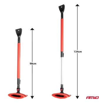 Szczotka zmiotka skrobaczka do szyb śniegu lodu teleskopowa ze ściągaczką wody 98-134 cm AMIO-04147
